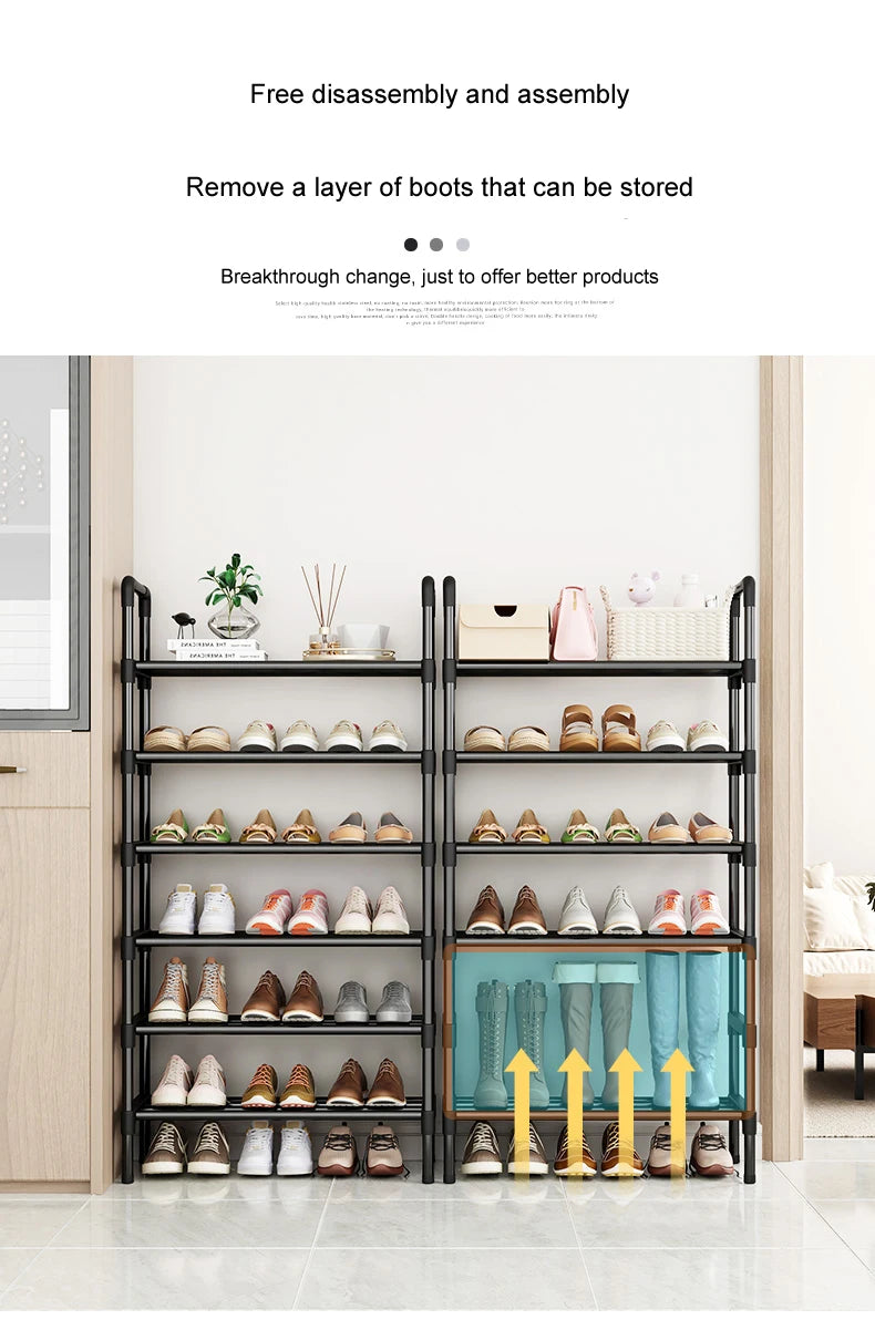 Black Elevated Shoe Rack Small  Simple Multi-layer