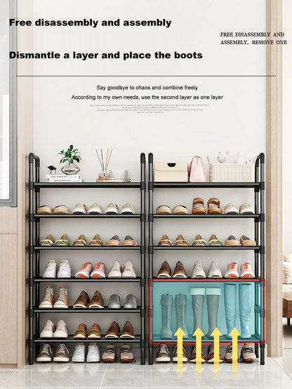 Black Elevated Shoe Rack Small  Simple Multi-layer
