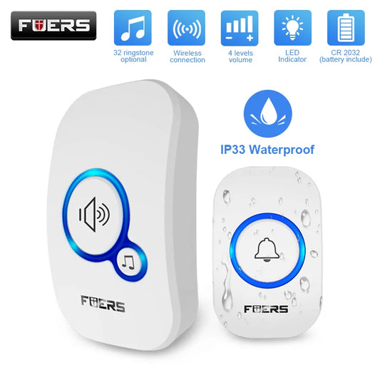 Fuers M557 Doorbell Waterproof Wireless Chime Home Doorbell