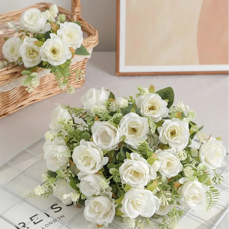 30cm Rose White Silk Bouquet Peony Artificial Flower