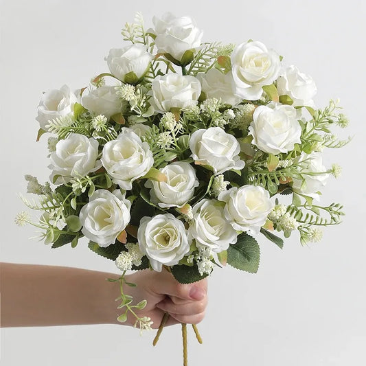 30cm Rose White Silk Bouquet Peony Artificial Flower