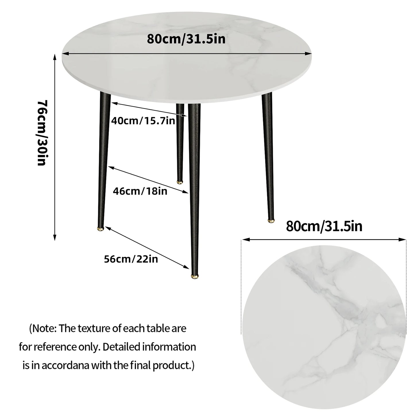 32" Sintered Stone Dining Table