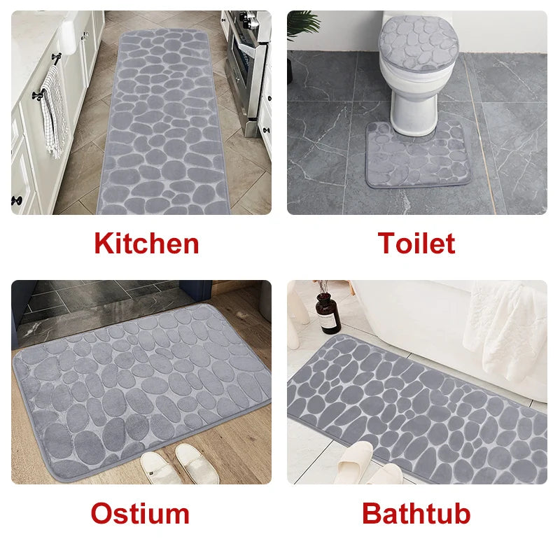 Cobblestone Bathroom Mat Super Absorbent