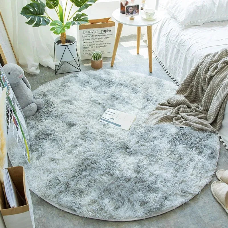 Grey Round Area Rug Carpets for Living Room