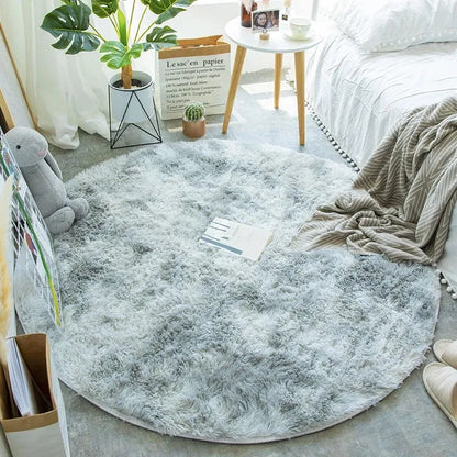 Grey Round Area Rug Carpets for Living Room