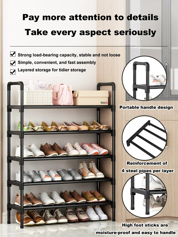 Black Elevated Shoe Rack Small  Simple Multi-layer