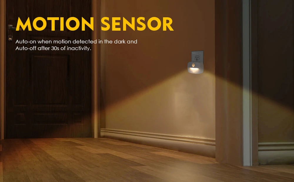 LED Night Light EU Plug In Smart Motion Sensor Light