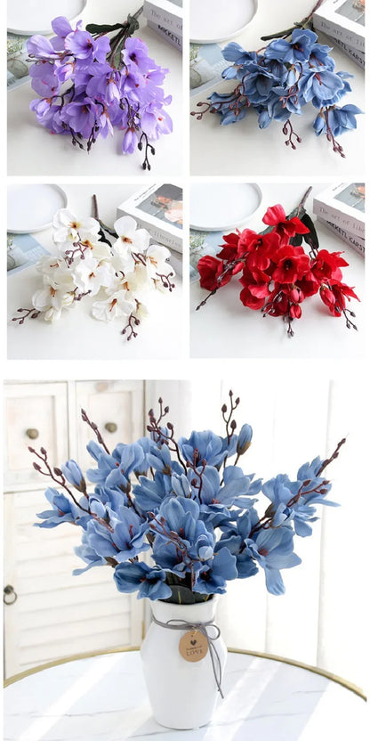 High Quality 5 Forks 20 Head Artificial Magnolia Flower