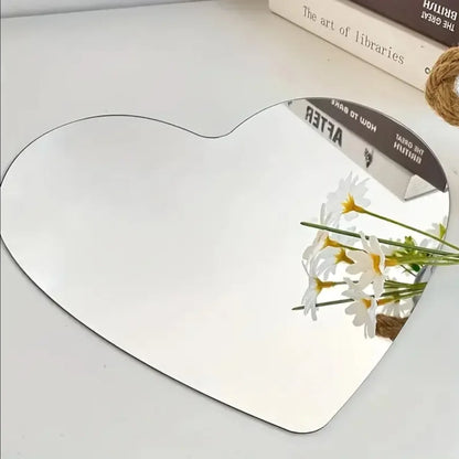7.87 Inch Heart-shaped Irregular Bathroom Acrylic Shatterproof Mirrors, Non Glass