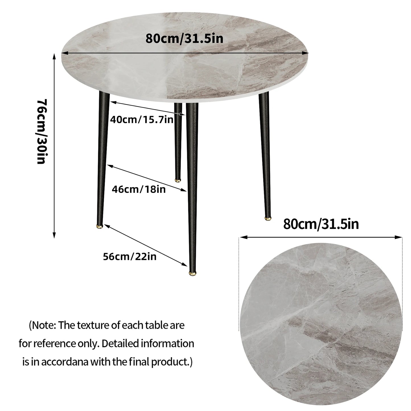 32" Sintered Stone Dining Table