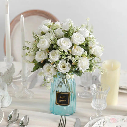 30cm Rose White Silk Bouquet Peony Artificial Flower