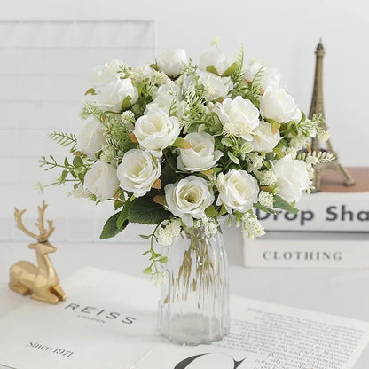 30cm Rose White Silk Bouquet Peony Artificial Flower