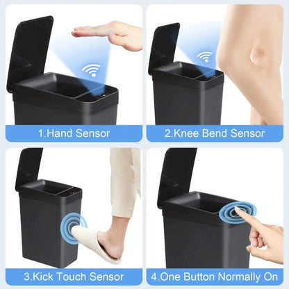 Bathroom Touchless Trash,12L Motion Sensor-Activated