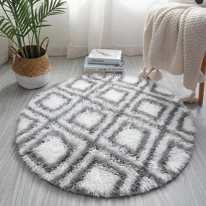 Grey Round Area Rug Carpets for Living Room